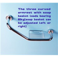 top high quality Stainless steel material chrome plating bathroom grab bar with brass soap basket