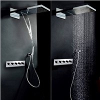 Solid brass Bath Waterfall Rain Shower Head Hand Shower System in Chrome Finish,Wall mounted luxury Shower faucet panel