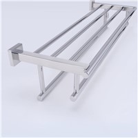 Mirror Polishing 304 stainless steel Shelf with Towel Rack Stainless Steel Towel Rack with Two Towel Bars