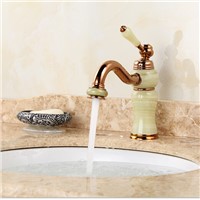 bathroom jade faucets stone water tap golden waterfall bathroom bowlder tap jade faucet