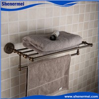 2015 New Design Antique Brass Towel Shelf Double Layer Towel Rack for Bathroom Accessories