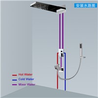 Modern Brass Bathroom Rain Waterfall Shower Faucet Set Bathtub Shower Mixer Taps with Handshower Chrome Finish