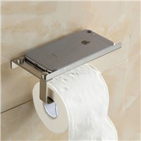 Brushed Nickel Stainless Steel Wall-Mount Bathroom Tissue Holder/ Toilet Paper Holder, For Mobile phone holder  08-028-2