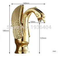 Luxury Copper hot and cold water taps swan faucet Golden Finished basin faucet Mixer Taps G1081