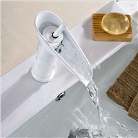 Single Tap Bathroom  Archaize copper faucet basin faucet deck mounted Grilled white paint hot and cold mixer taps W3026