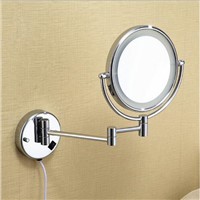 Chrome Wall Mounted 8 inch Brass one side 3X Magnifying Mirror LED Light Folding Makeup Mirror Cosmetic Mirror Lady Gift