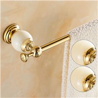 Luxury Golden Brass Wall Mounted Bathroom Towel Rack Holder Marble Hangers Single Towel Bar Hanger