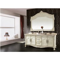 Solid Wood Bathroom Cabinet, Free Standing Storage Sink Vanity with Mirror Modern Bathroom Vanity