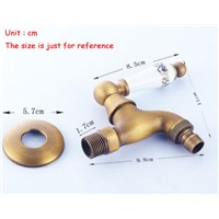 G&amp;amp;quot;1/2 Wall Mounted Washing Machine Water Tap Brass Faucet Antique Brass Finish mixer ceramic flower  handle
