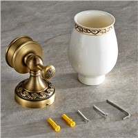 Antique Carved Bathroom Single Cup Holders Pendant Antique Base Glass Tumbler Holder Single Toothbrush Cup Rack Shelf AA