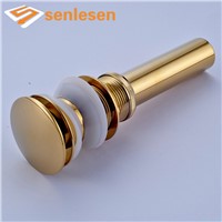 Wholesale And Retail Large Cap Golden Brass Bathroom Sink Drain Pop Up Without Overflow Bathroom Waste Drainer