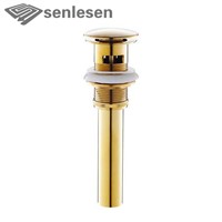 Wholesale And Retail Luxury Large Cap Golden Bathroom Basin Faucet Sink Drain Pop Up With Overflow Bathroom Accessories