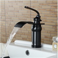 Black antique brass waterfall faucet wash basin basin faucet waterfall Black faucet bathroom sink tap cold and hot mixer tap
