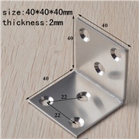 40MM stainless steel Quartet Corner Furniture Hardware Accessories Right Angle Connecting piece angle iron Stand Fastener  10pcs