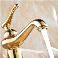 Gold-plated royal  luxury single handle deck mounted brass artistic basin faucet  G1034