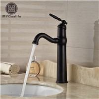 Single-handle Lavatory Vessel Sink Faucet Oil Rubbed Bronze with Hot Cold Basin Mixer Taps