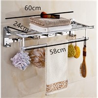 Stainless steel 304 bathroom towel rack double bath towel holder shelf bathroom towel holder shelf chorm bathroom hardware