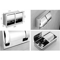 Best Quality Wall Mount Double Stainless Steel Toiket Paper Holder Bathroom Paper Tissure Box Chrome/golden 3 Style
