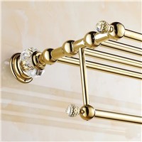 Golden crystal bathroom towel rack bathroom shelf towel holder Double towel rack holder bathroom accessories