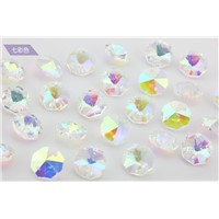 500pcs AB 14mm Crystal Beads in 2 Holes For Chandelier Glass Lighting Prism Drop Wedding Parts