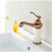 2016 New Arrival Marble Stone Rose Golden Plated Brass Material Marble White Stone Basin Mixer Taps Deck Mounted Faucets M1019