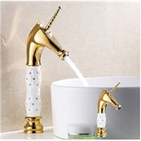 High Quality Gold with white or black painting Bathroom Sink Faucet Creative Design Single Lever Basin Faucet with ceramic body
