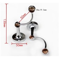 2Pairs/Lot  Dual Double Towel Bar Base Bracket For 19mm Tube Zinc Alloy In Chrome With Screws