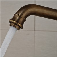 Luxury Antique Brass Bathroom Sink Basin Mixer Faucet Deck Mount Single Handle Hole Water Taps