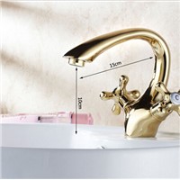 New Luxury Fashion Solid Brass Square Deck Mounted Basin Faucet Sink Faucet Bathroom Faucet Dual Handle