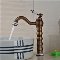 Fashionable Design Bathroom Faucet One Handle One Hole with Hot Cold Pipes Antique Brass