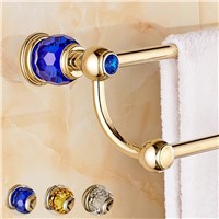 Crystal Double Towel Bar,Towel Holder,Solid Brass Made,Gold Finished,Bath Products,Bathroom Accessories