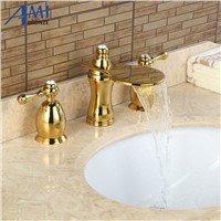 3Pcs Faucet Blacked Basin Faucets Deck Mounted Bathroom Tap Sink or Bathtub Faucet  2 handles Faucet BA03