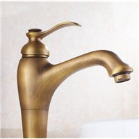 Vintage Style tall antique basin faucet brass bathroom sink mixer wash basin taps with single handle 360 degree swivel spout