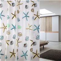 Brand Shell Starfish Bathroom Waterproof Mildew Proof Shower Curtain With 12pcs Curtain Hooks Rings 180cm*180