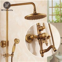 Retro Style Brass Shower Set Single Handle Swivel Rotation Bath Shower Mixer Faucet Antique Mixers for Bathroom