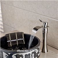 Newly Nickel Brushed Bathroom Sink Faucet Cold&amp;Hot Water Tap Deck-mount Tall Basin Mixer Faucet One Hole