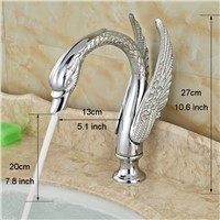 Fashionable Design Swan Shaped Spout Chrome Finish Deck Mounted without Handles
