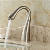 Swan Shaped Replace Water Spout without Handles Deck Mounted Brushed Nickel