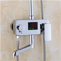 Nieneng Brass Temperature Sensitive Shower Faucet Mixer Tap with Display Bathroom Digital Panel Shower Set Faucet ICD60005
