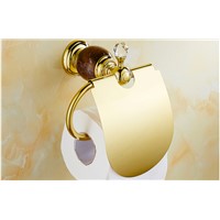 High Quality Luxury Crystal Decoration Paper roll Holder Gold Brass Toilet Paper Holder Waterproof Tissue Box Holder