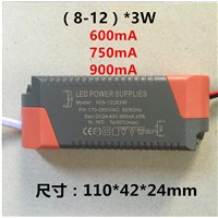 LED driver AC 120- 265V 900mA  ( 8 - 12 )*3W  Power Supply Transformer Ballast for Canister Celling Light Spotlight LED