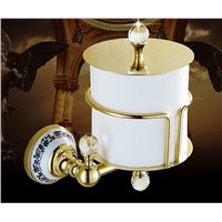 High Quality Gold paper holder bathroom tissue box waterproof Brass toilet paper roll holder