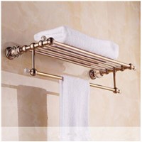 Crystal Wall Mounted Rose Golden Towel Holder Brass Finish Bathroom Accessories Towel Racks Towel Shelf