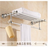 Crystal Wall Mounted Towel Holder Brass Material Bathroom Accessories Towel Racks Chrome Towel Shelf