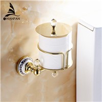 Paper Holders Euro Style Wall Mounted Crystal Brass Paper Box Roll Holder Toilet Gold Paper Holder Bathroom Accessories 6316