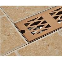 Rose Gold 70cm length Bathroom Floor Drain Rectangle Ground Leakage Floor Filler