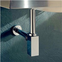 Square Brass &amp;amp;amp; Stainless Steel Pop-up Basin Waste Drain, Basin Mixer P-Trap Waste Pipe Into the wall drainage tube-siphon drain