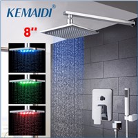 KEMAIDI LED Three Color Changing Rainfall&amp;amp;amp;Waterfall Bath Shower Panel Wall Mounted Message Shower Set With Hand Shower
