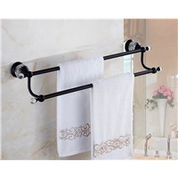 High Quality Double Towel Bar,Towel Holder, Towel rack Solid Brass &amp;amp;amp; Crystal Made,Black Oil Brushed Finish, Bathroom Accessories