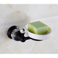 European Style Crystal &amp;amp;amp; Brass bathroom Soap Dishes  with ceramic holder black oil brushed Soap Holder/Soap basket Wall Mounted